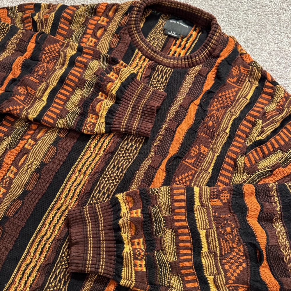 Cotton On Sweater Mens Large Coogi Style 3D Knit 100% Cotton 90s Retro Knit Y2K